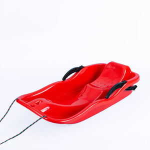 Sled with brake and drawstring